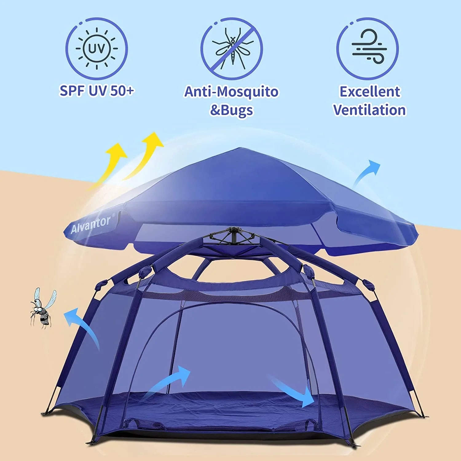 Playpen Foldable Baby Alvantor Portable Play for Canopy with Playard