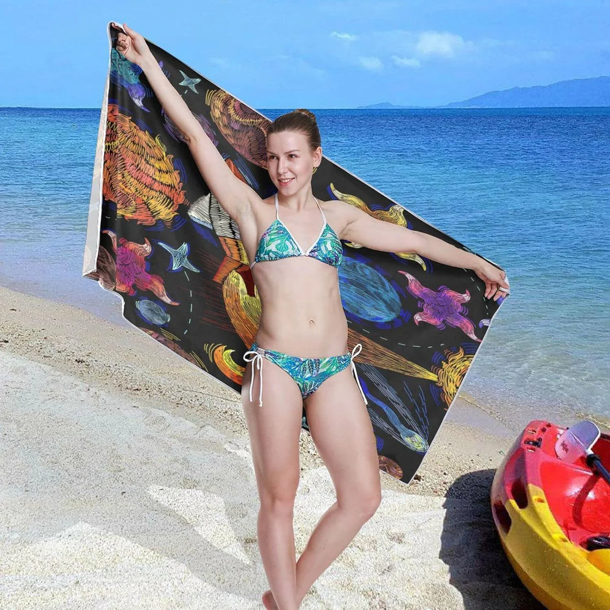 for Absorbent Holiday（366） Super Embroidered Universe Oversized Towel Pattern Travel - Towel - Quick Lightweight Camping Swimming Towels Beach Compact Dry Bestwell