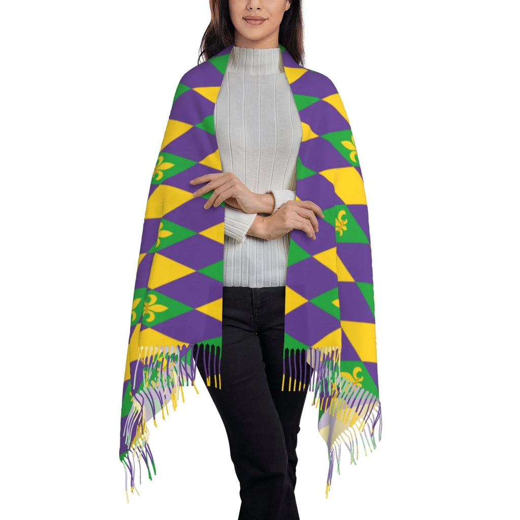 Large Art Soft Cashmere Gifts- Winter Elegant Gras Print Mardi Scarves Feel For Bingfone Warm Women Shawl Wrap Scarf