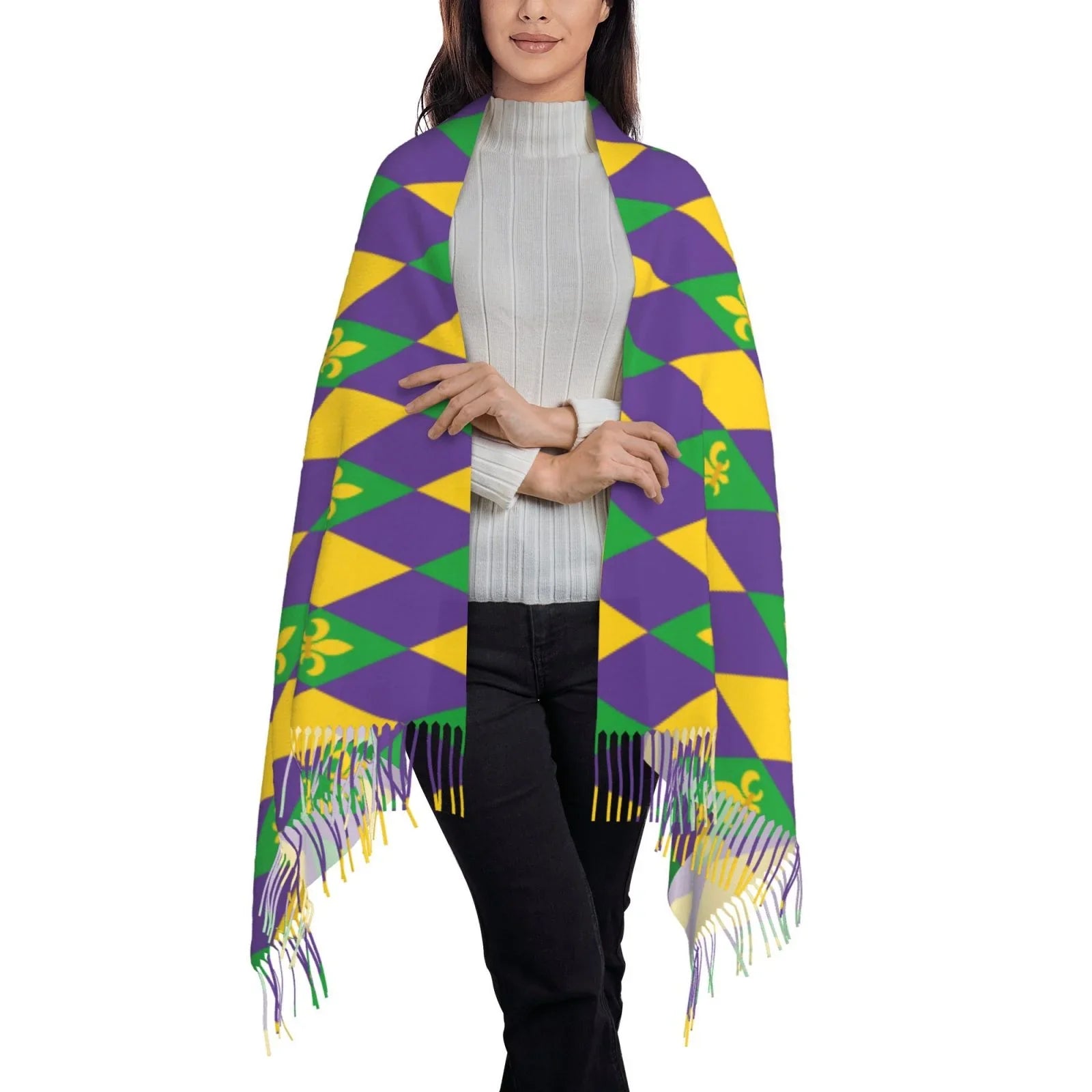 Large Art Soft Cashmere Gifts- Winter Elegant Gras Print Mardi Scarves Feel For Bingfone Warm Women Shawl Wrap Scarf