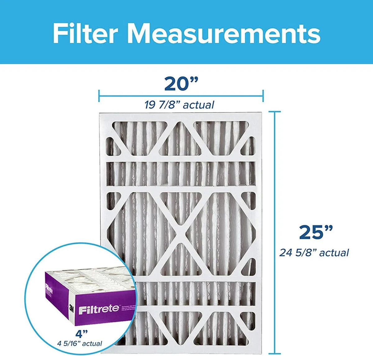 Furnace 2 Allergen, Filtrete AC Filter NDP03-4IN-2P-2 Air & Count Virus, 20x25x4, Bacteria