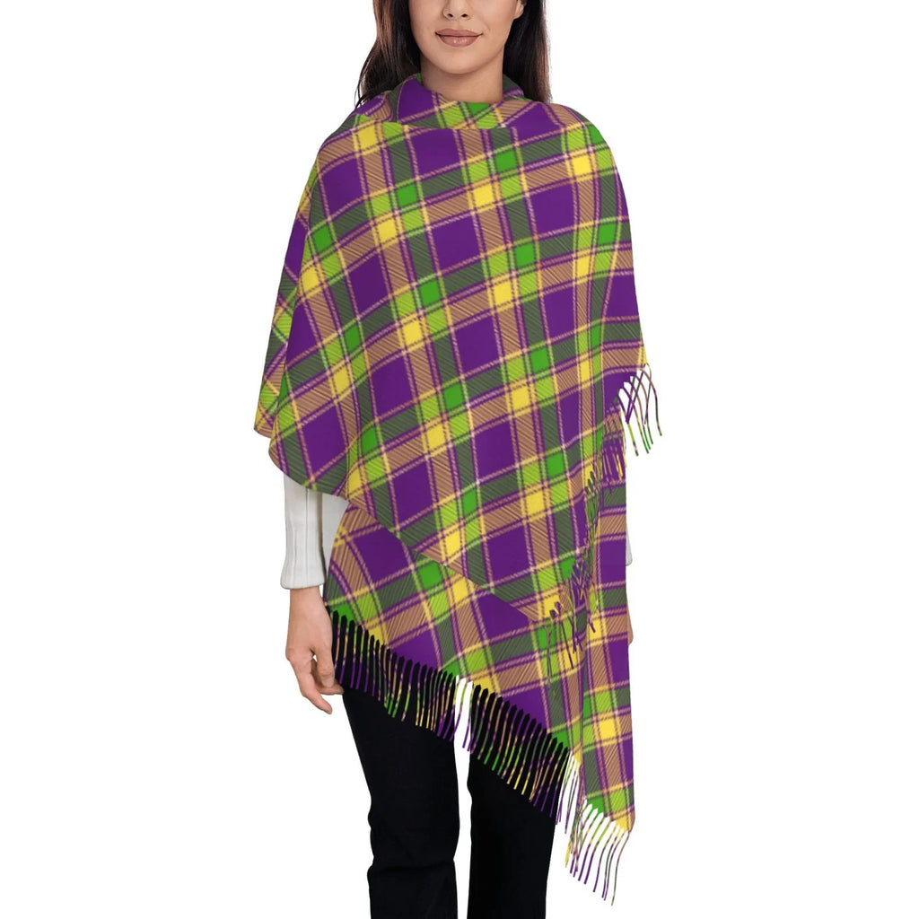 Wrap Gifts- Mardi Plaid Elegant Cashmere Soft Print Scarf For Large Gras Winter Feel Bingfone Scarves Women Warm Shawl Art