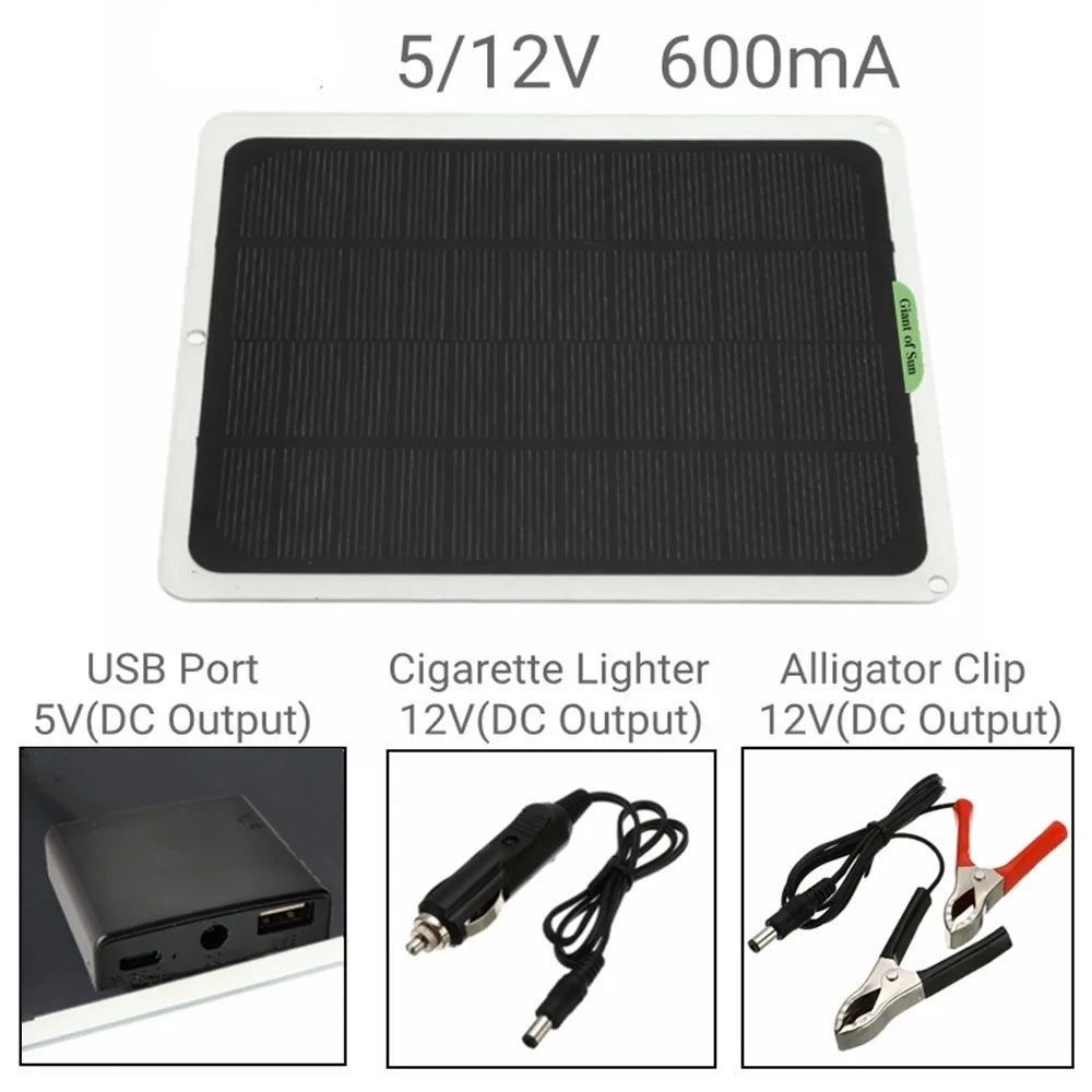 Solar with Charger Yachting Charging occkic Cars Monocrystalline 20W RV exterior Flexible Panels Charger for Clips 12V/5V Battery