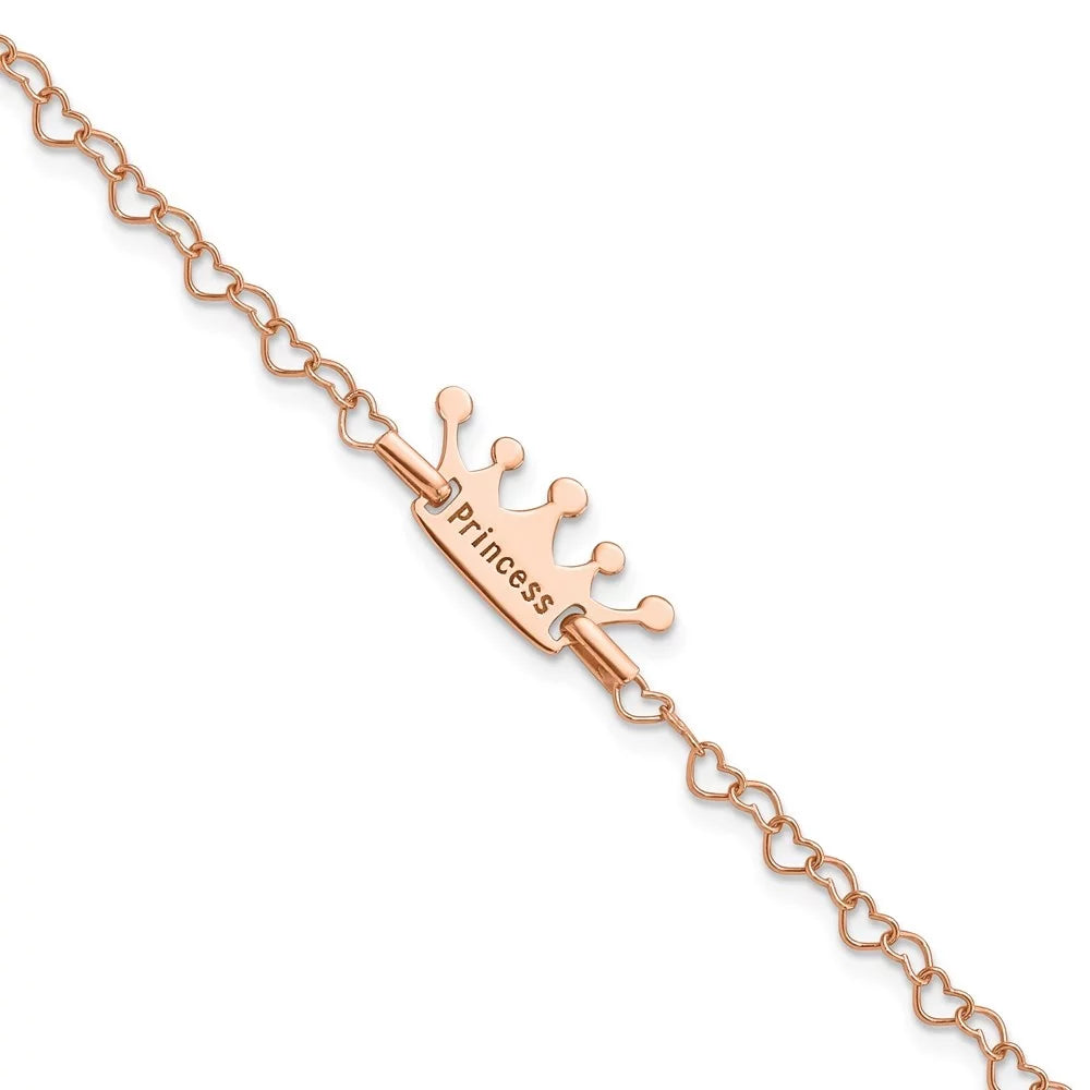 Heart Women for 925 Bracelet Rose-Tone Princess Fine Link Jewelry Auriga Crown 6inch Sterling Silver