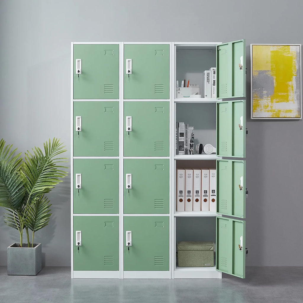Locker inches School, Ouyessir for Box, Storage Cabinet Home, - Employee 4-tier Office Metal Lock High 71 Lockers Gym, Green
