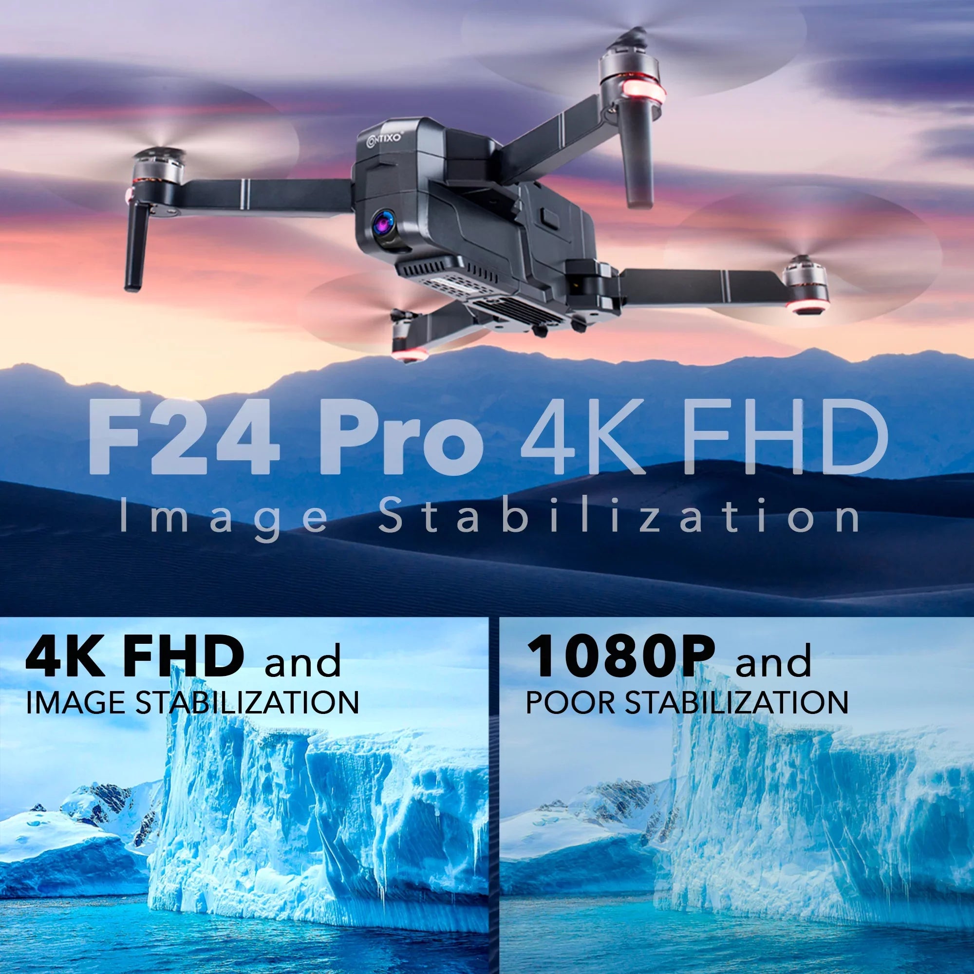Camera , Brushless Fits Foldable Flight Minutes with Time, Waypoint Adults, 30 Carrying Pro 4K with Case with Motors, for Follow Camera Quadcopter Drone F24 Contixo Me,