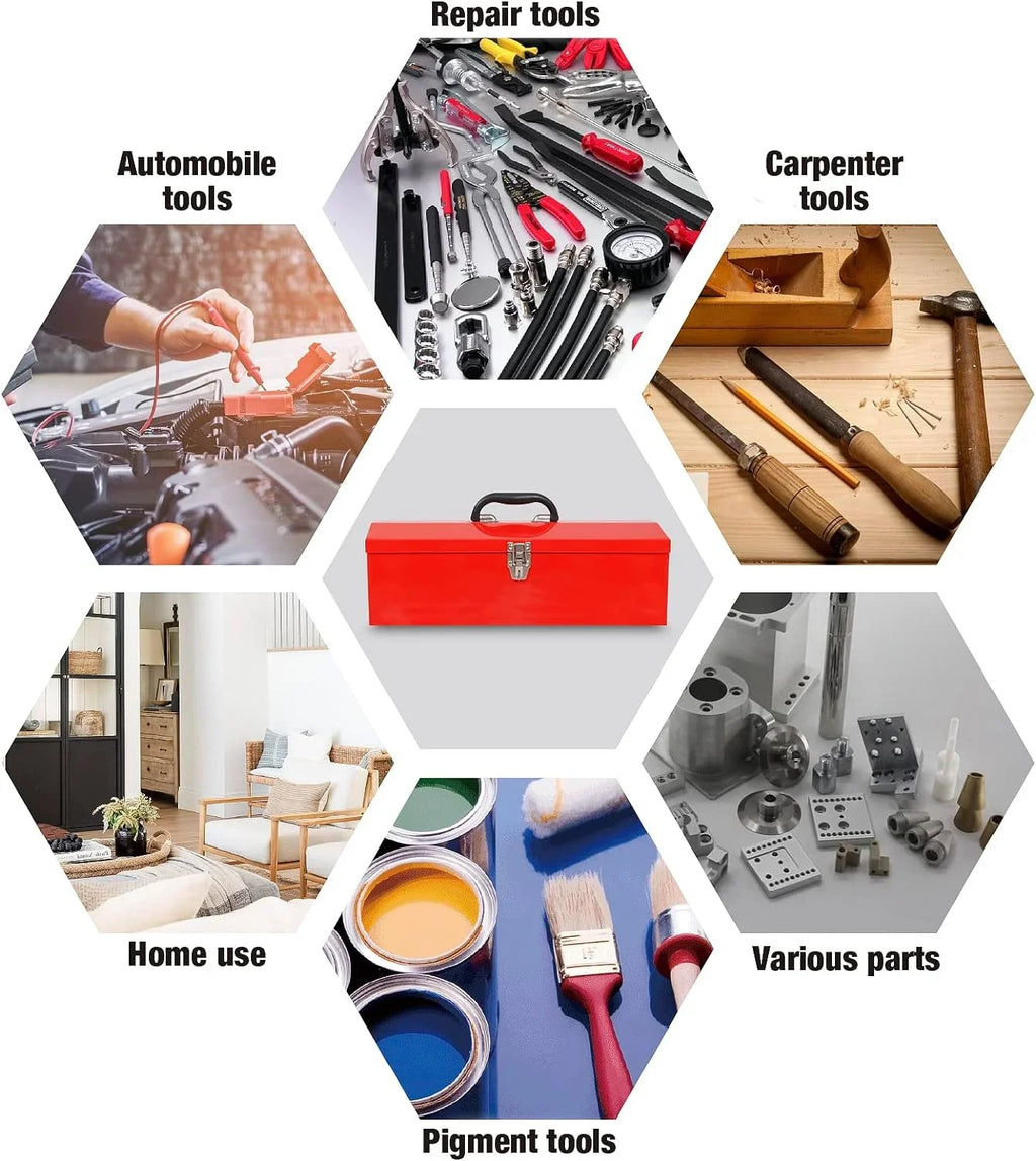 Tool Hip RED Roof Box BIG Storage design 19" for Organizer,Red,W101TB Steel Portable