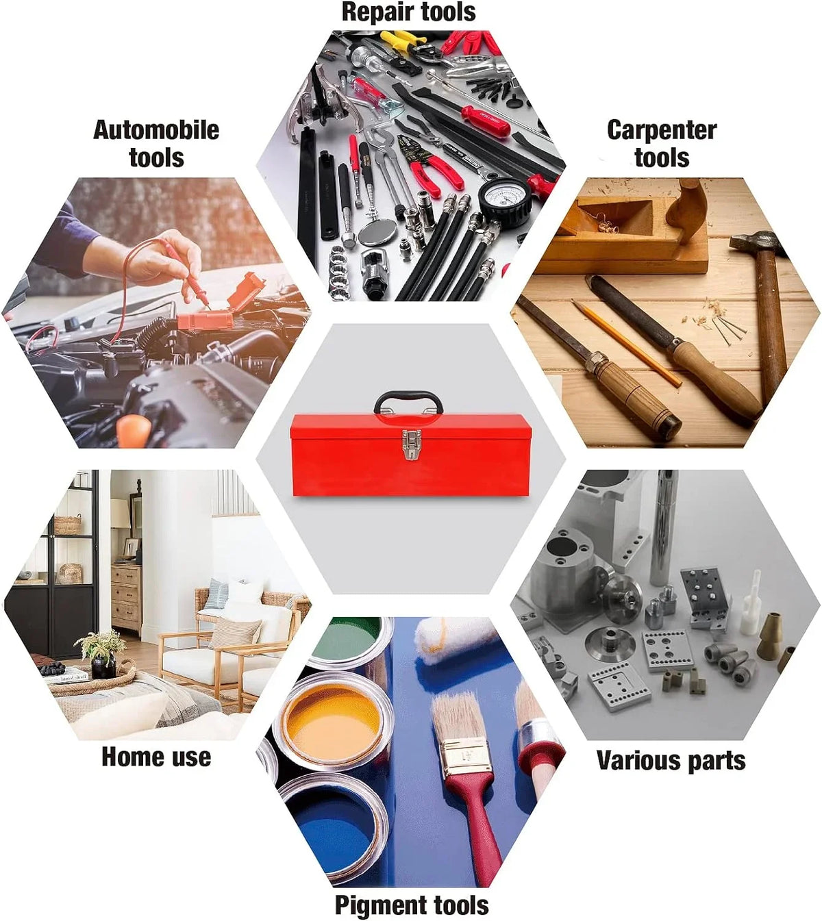 Tool Hip RED Roof Box BIG Storage design 19" for Organizer,Red,W101TB Steel Portable