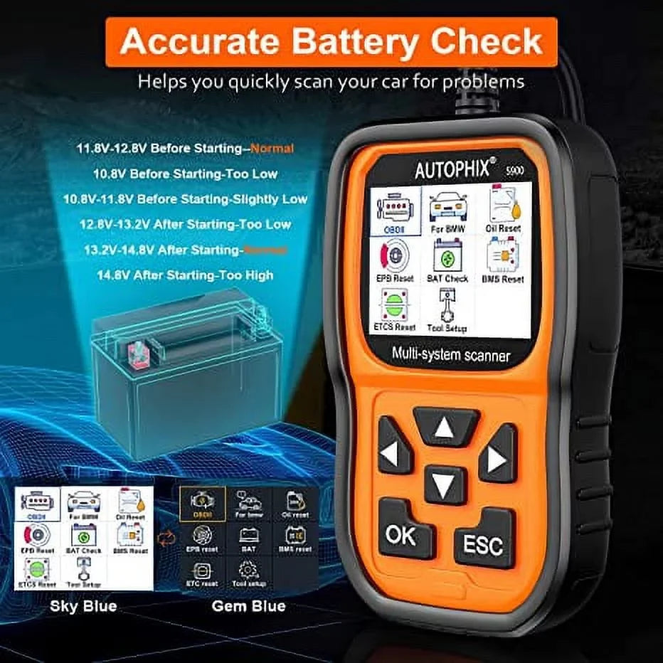 Battery Tool Tool Car Reader Roll-Royce Scanner Automotive All OBD2 Diagnostic Fits Code Scan Reset for Tool Autophix for Scanner Car 5900 Registration Oil Systems