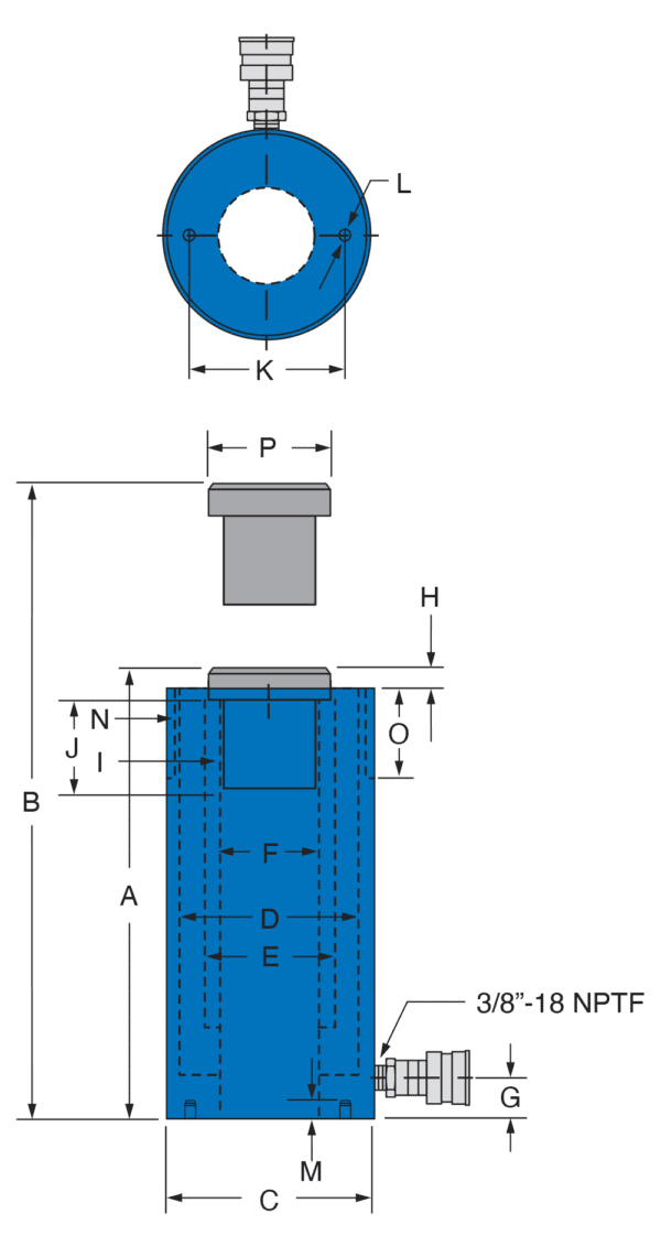 30 Hydraulics Acting SHS306 Hollow Stroke Freedom Single Ton Hole - 6.00" Cylinder,