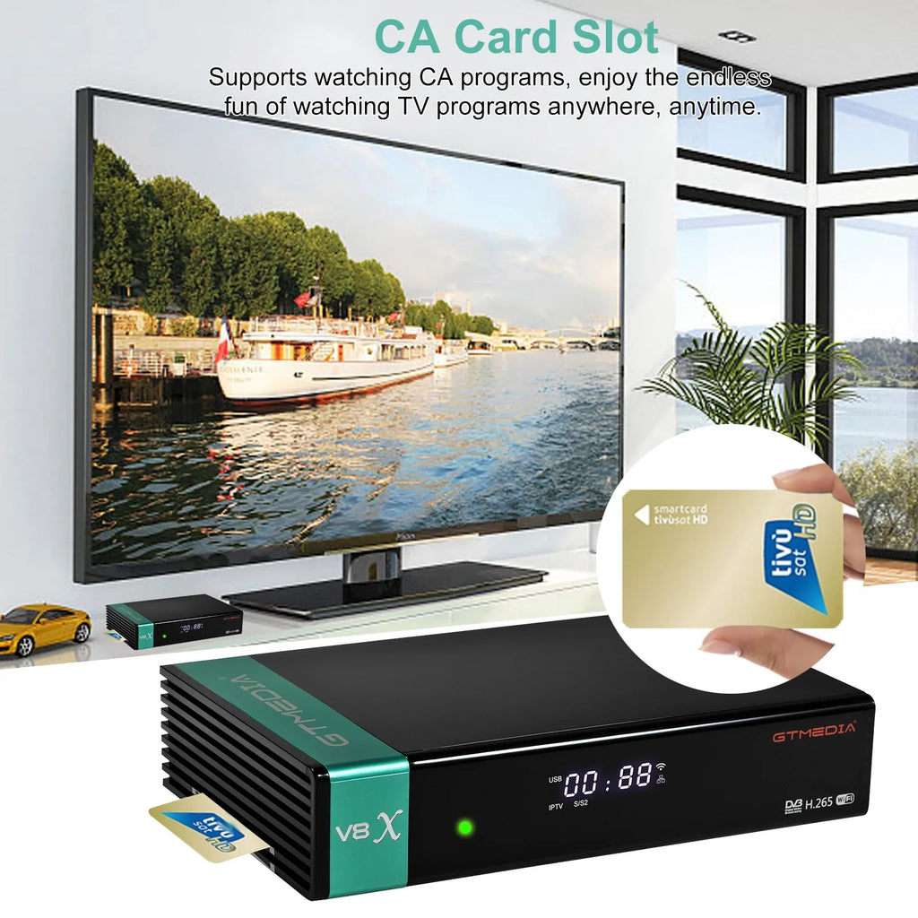 IKS Set Built-in SCART Slot MU3 V8X TV WiFi CA Receiver DVB-S/S2X Card OUT Box H.265 Receptor GTMEDIA Signal Digital LA
