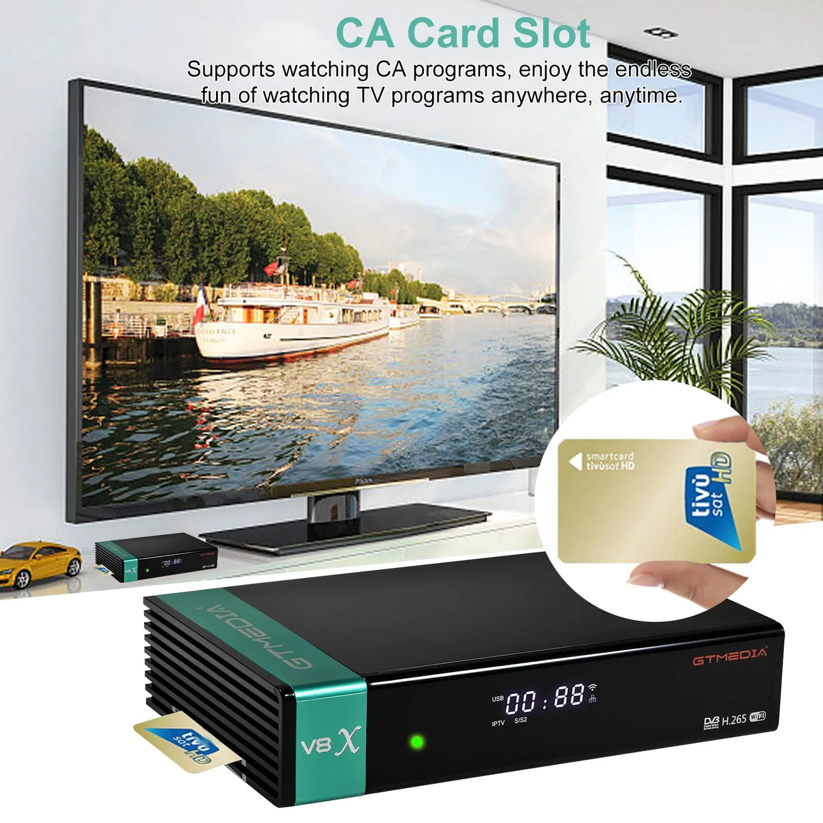 IKS Set Built-in SCART Slot MU3 V8X TV WiFi CA Receiver DVB-S/S2X Card OUT Box H.265 Receptor GTMEDIA Signal Digital LA