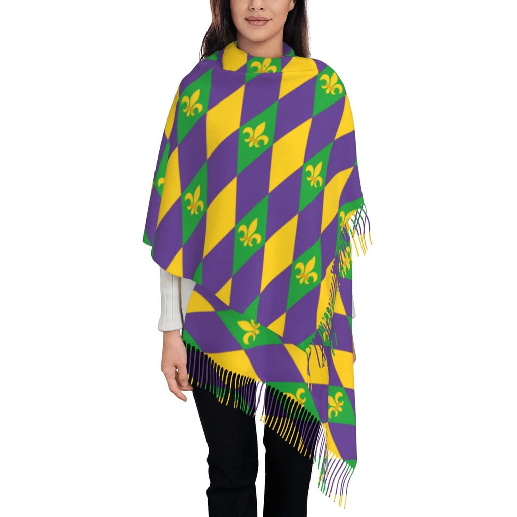 Large Art Soft Cashmere Gifts- Winter Elegant Gras Print Mardi Scarves Feel For Bingfone Warm Women Shawl Wrap Scarf