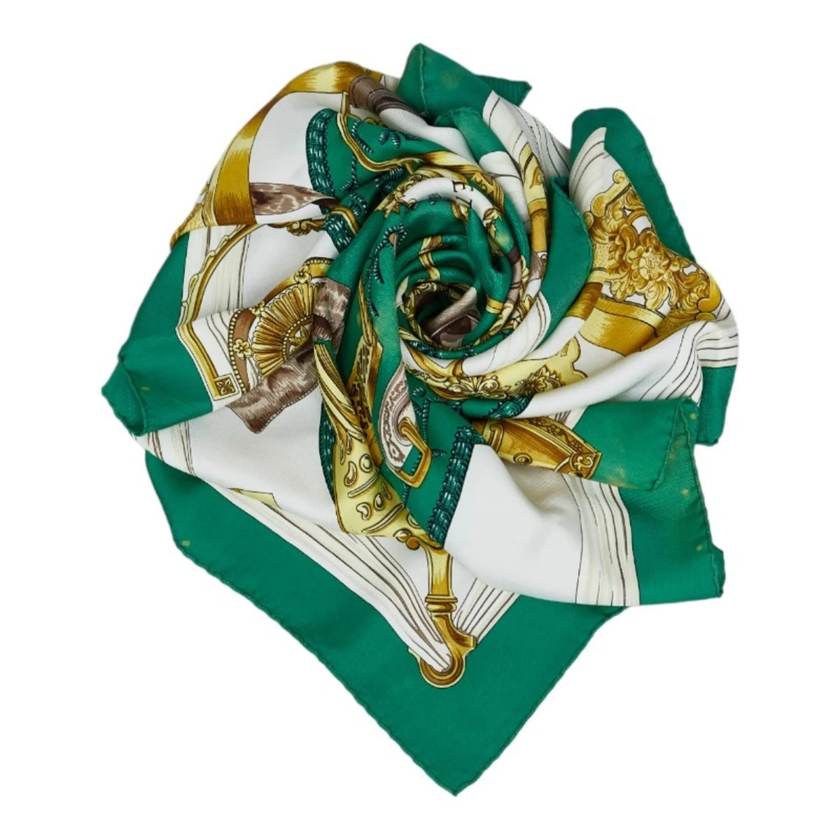 Scarf Pre-Owned Multicolor Carre Pattern Silk Tack Stirrup Hermes ETRIERS Muffler (Fair) 90 Horse HERMES Ladies Green