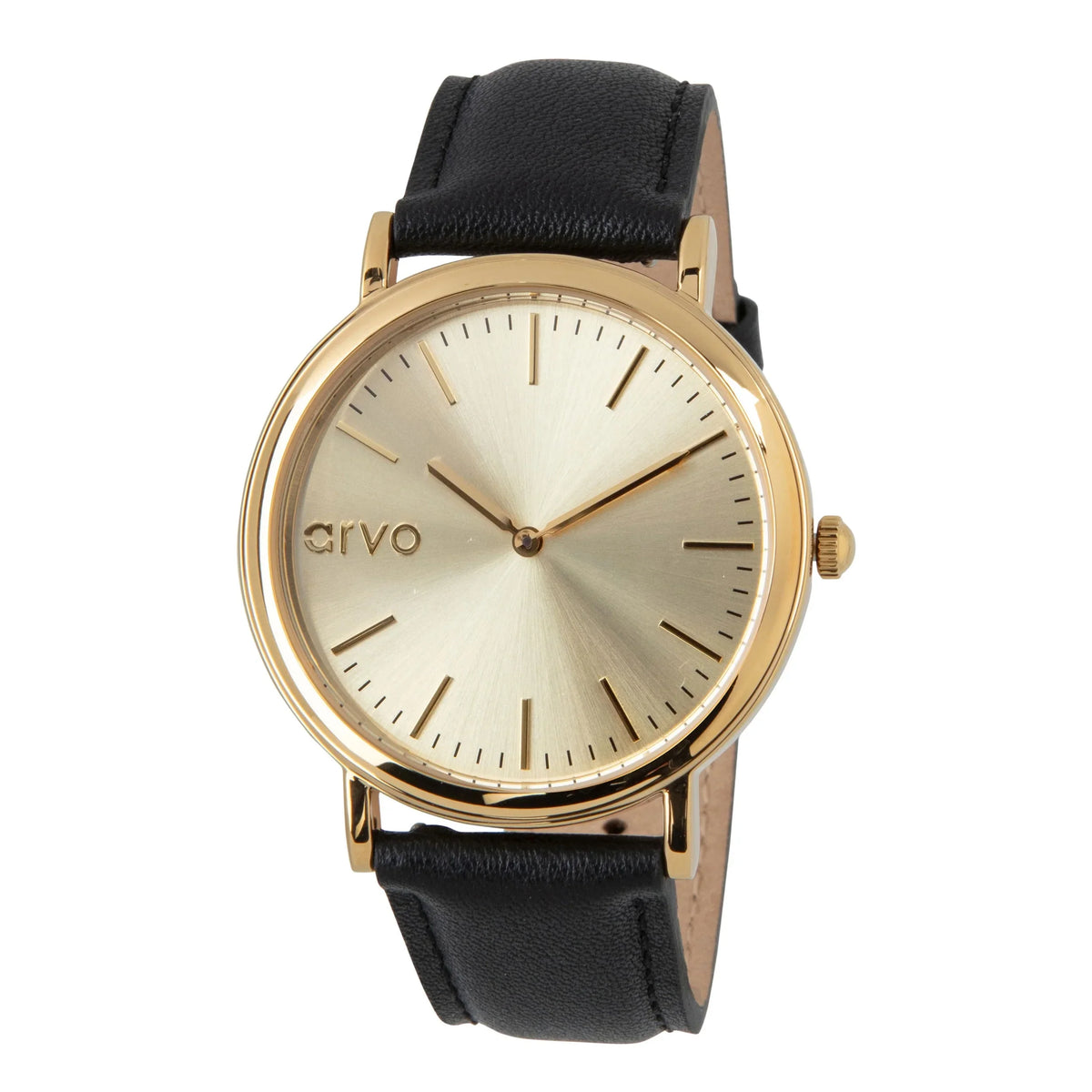 Leather Sawyer Time Watch Black Arvo Gold -