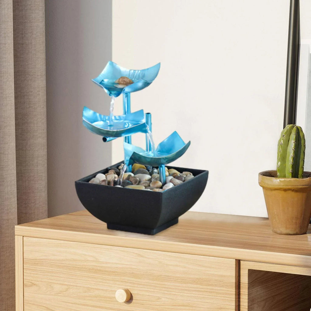Room with Home for Fountain, Circular Indoor River Waterfall Tabletop Living Fountain Desk Menolana Rocks Flow liquid with liquid Garden
