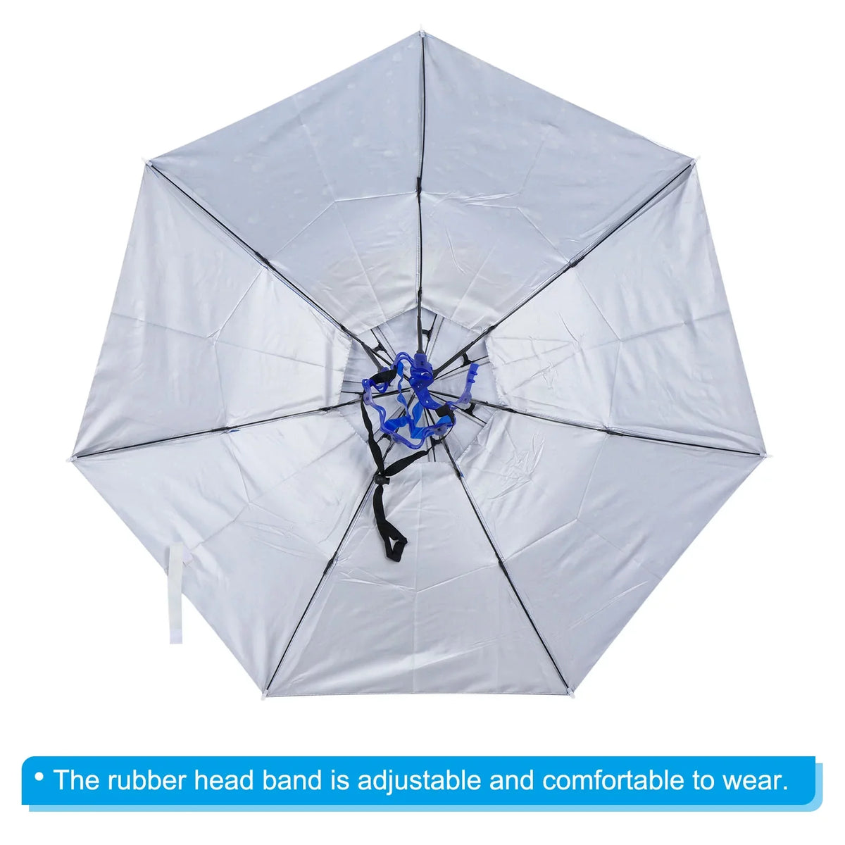 Sun Oxford Blue OD 37.4" Head Hat, Umbrella Strip, Fabric Layer Uxcell Folding Double Cap with Rain