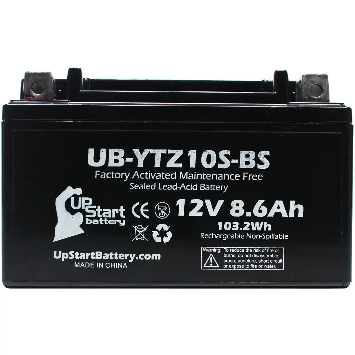 Battery Yamaha Activated, for Battery UpStart Maintenance Factory 2011 - Free, 8.6Ah, Replacement 4-Pack 250CC Maxam 12V, UB-YTZ10S-BS Scooter