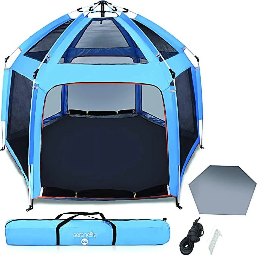 Pack Serenelife Canopy, and Baby Toddler 5 Go W/ Mattress, and On-The Panel (Blue) Playpen