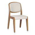 Moderne Houten Stoel met Beige Stoffering en Strakke lijnen