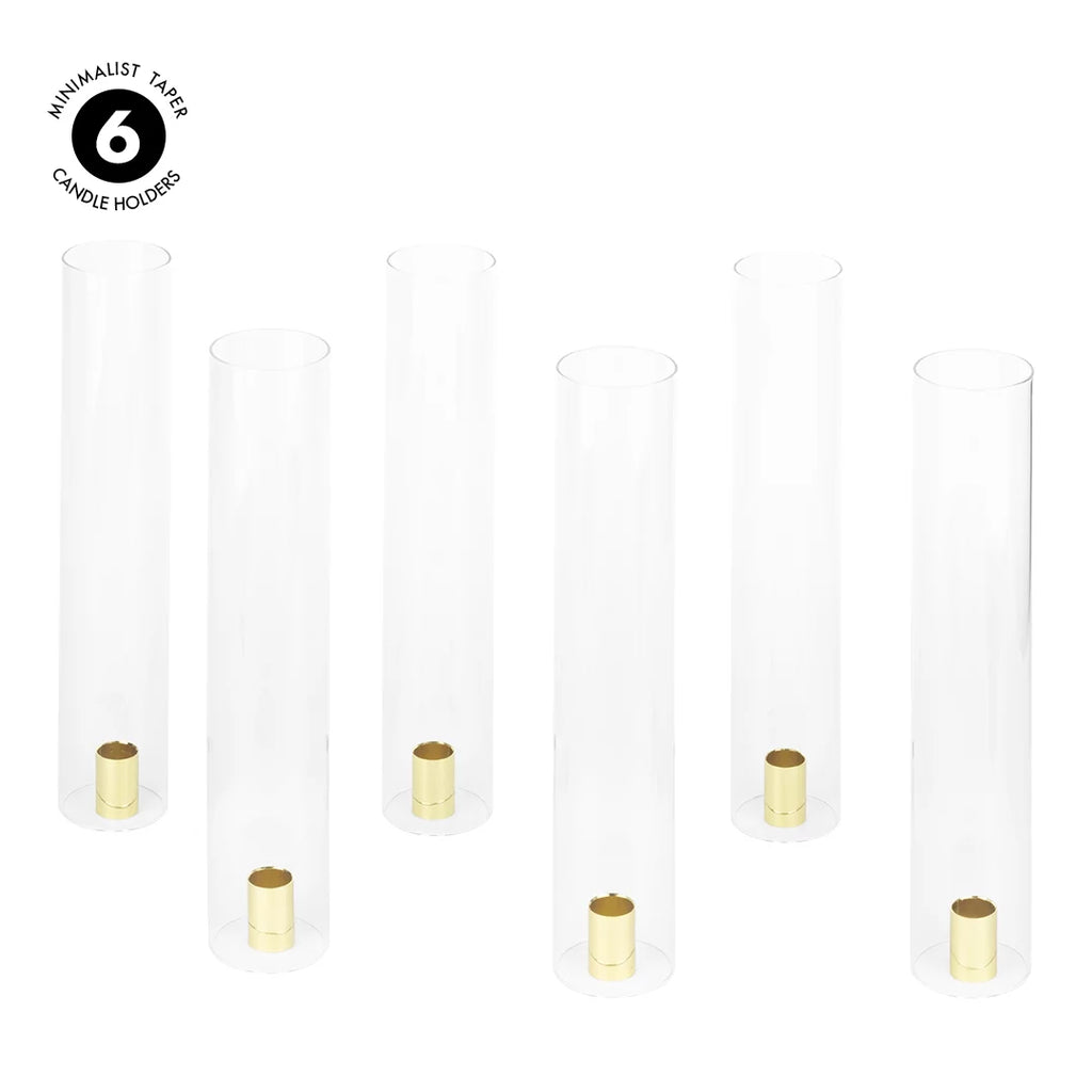 Set Holders Glass Tall, Weddings of 6 Taper Centerpieces, with Minimalist for Candle Wholesale 14" Hurricane Koyal