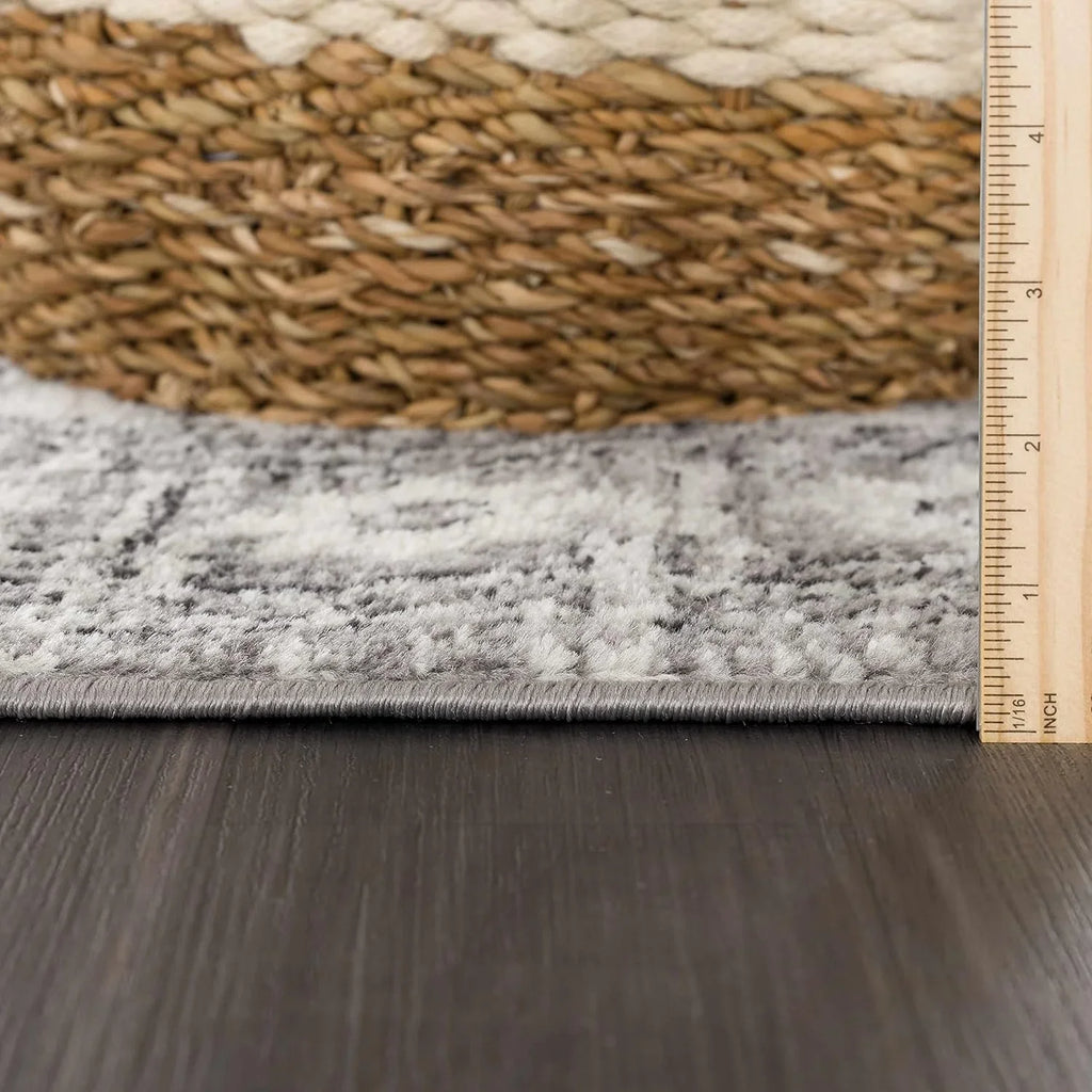 7'10" Vintage Bedroom, Indoor 10' X Area Grey, - Room, Traditional Collection Living - Marash Rug - Oriental Boho - Medallion Persian Distressed Goksun Beige Pattern