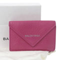 tri-fold wallet hook (Good) Balenciaga with mini paper pink Pre-Owned leather 391446