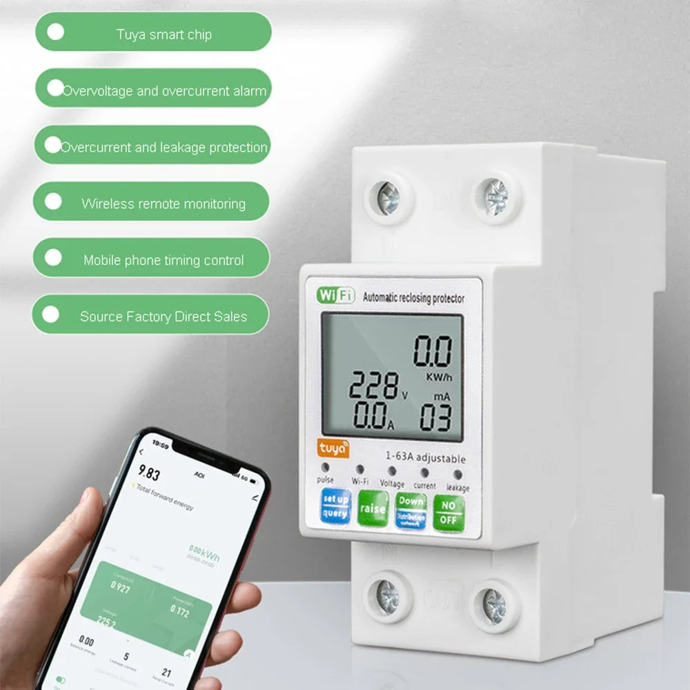 Google Din Xiaomi Life Timer Rail Alexa 220V 63A Energy Wattmeter Smart Meter Meter Smart Home Power 110V Monitor KWh Alice