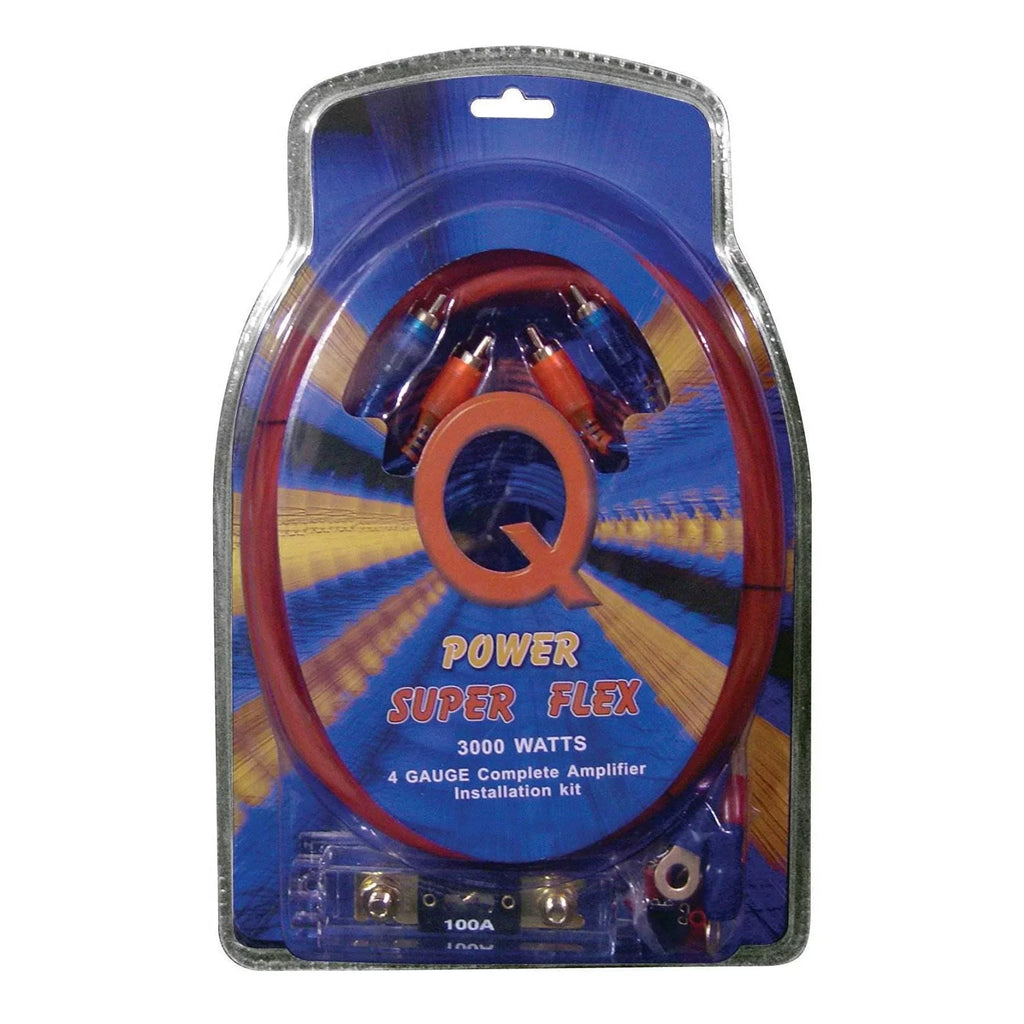 4-Gauge Flex Super Amplifier QPower Kit, 2 Wiring 3000-watt Car Audio Pack