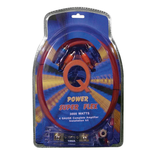 4-Gauge Flex Super Amplifier QPower Kit, 2 Wiring 3000-watt Car Audio Pack