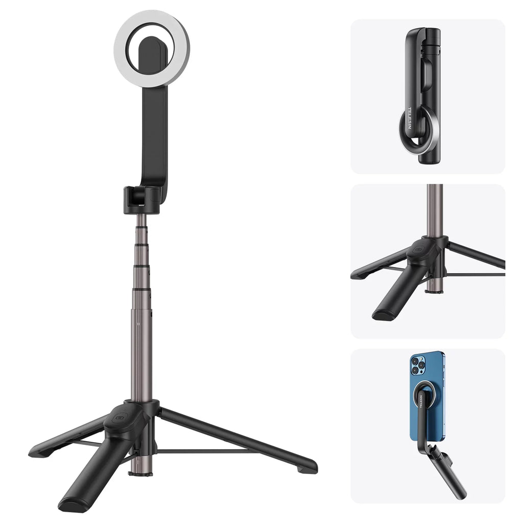 , Remote Selfie with Magnetic Tripod, for 27.1 inch Rotation Stick Control