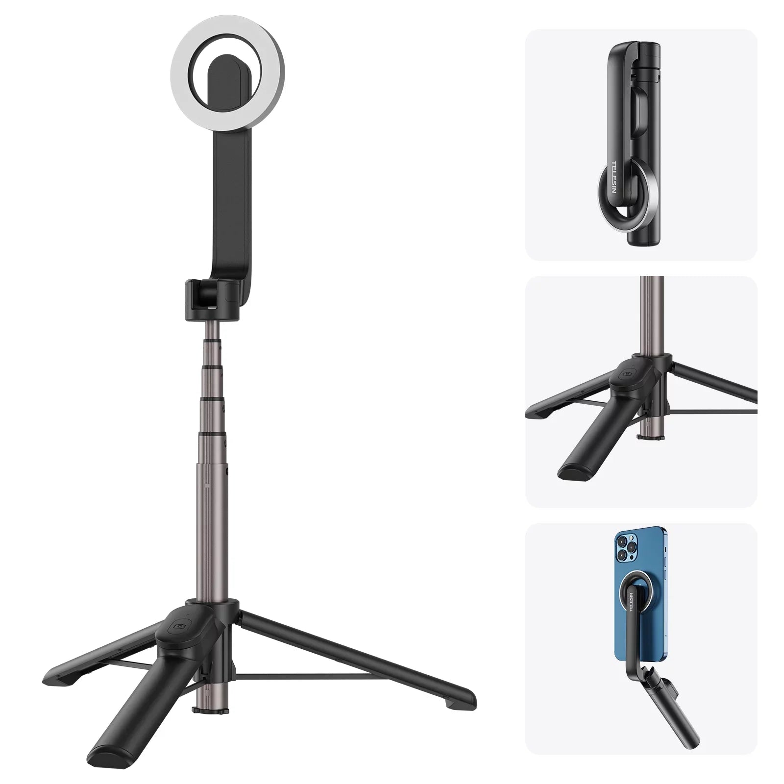 , Remote Selfie with Magnetic Tripod, for 27.1 inch Rotation Stick Control