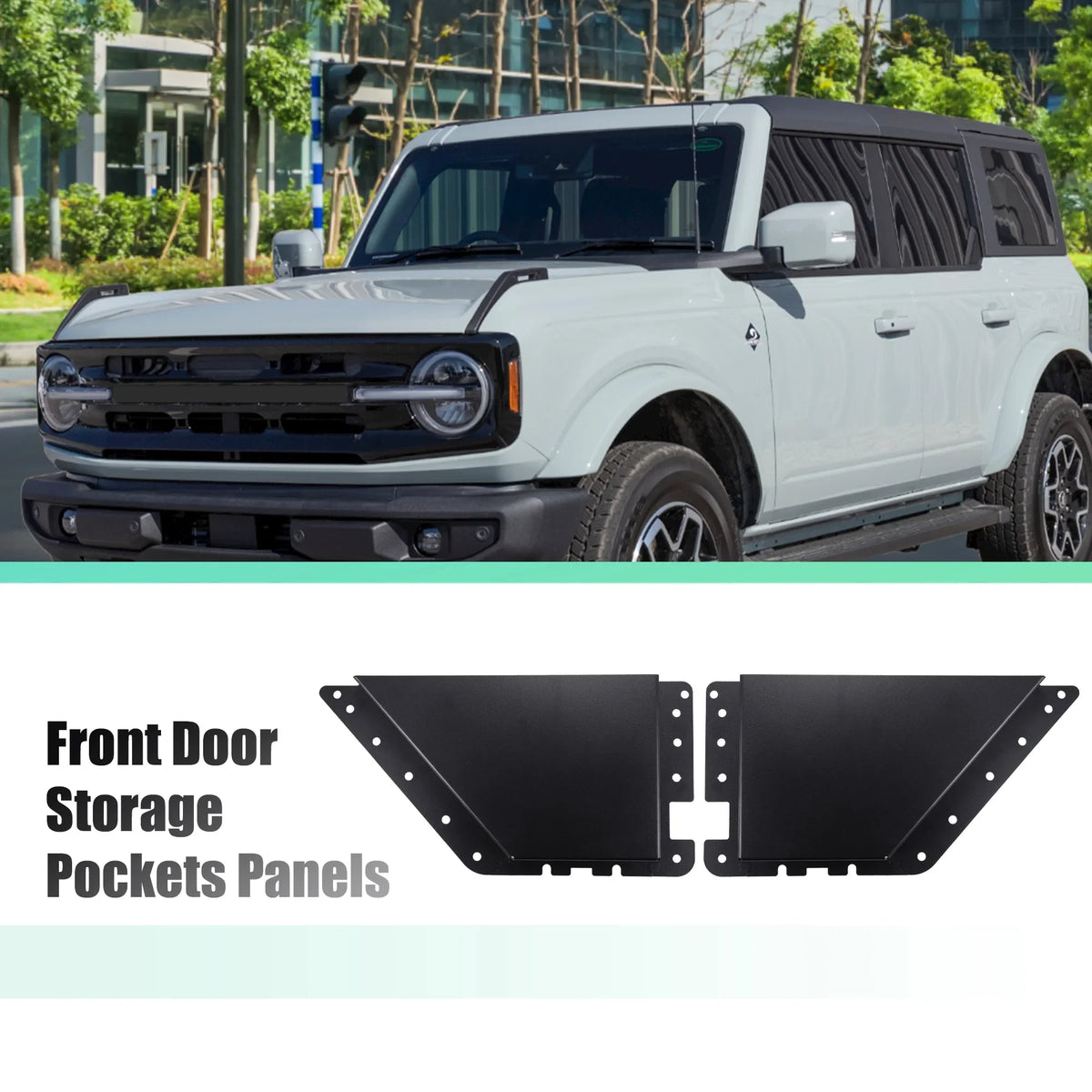 Pair Pockets for 1 4 2022 Door Organizer 2021 Box Accessories Door Panels 6th Rear Storage Bronco