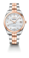 Swiss Lady Haftavani Quartz Steel Face Watch Stainless - Queen With Made Diamonds Diamond Gold Marble -100M Silver-Rose - Genuine Moistureproof Bicolour –