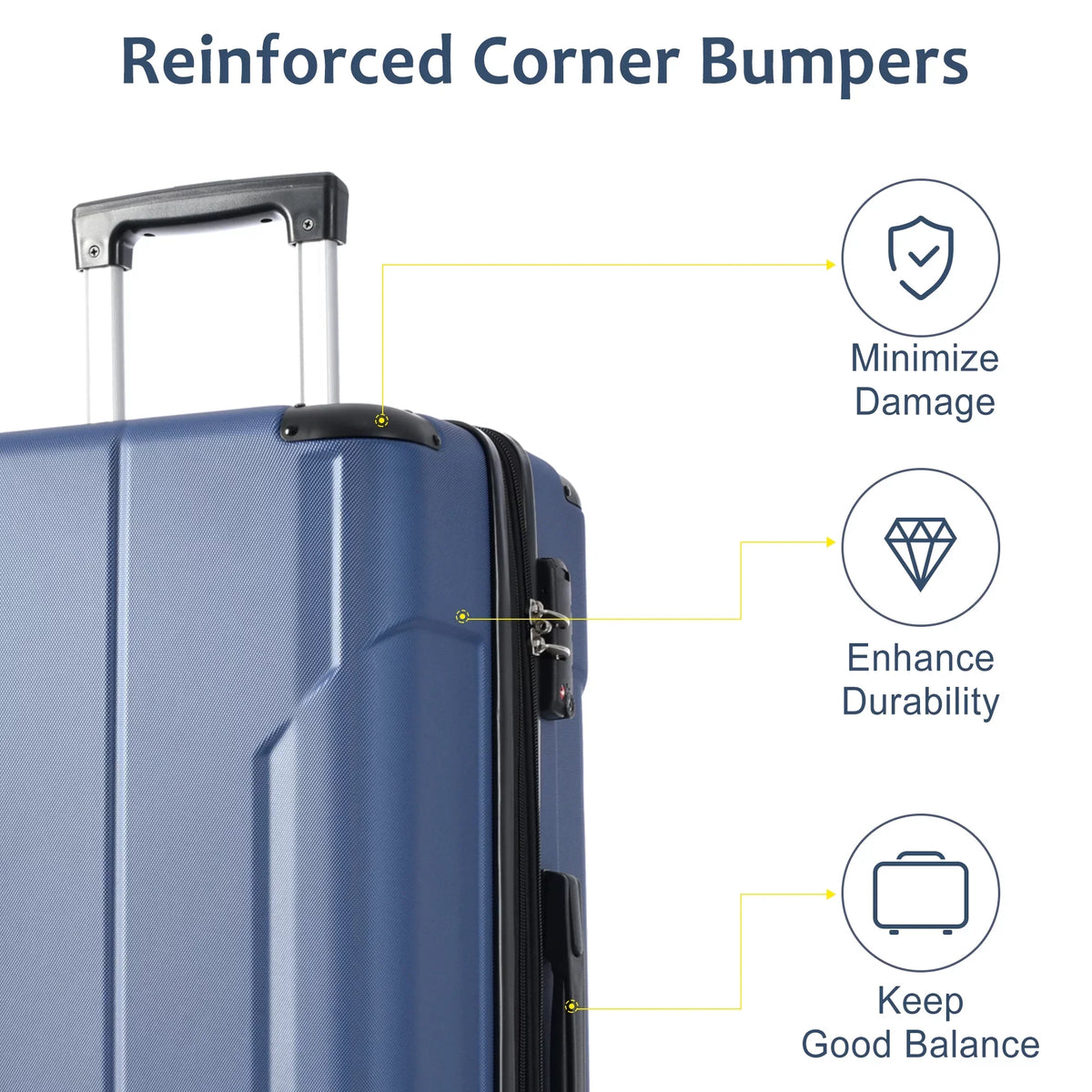 Suitcase, Luggage Suitcase Luggage Lock Hardshell Hardside with Spinner TSA Hardshell Lightweight, 360°Spinner Double Upright 20" Expandable