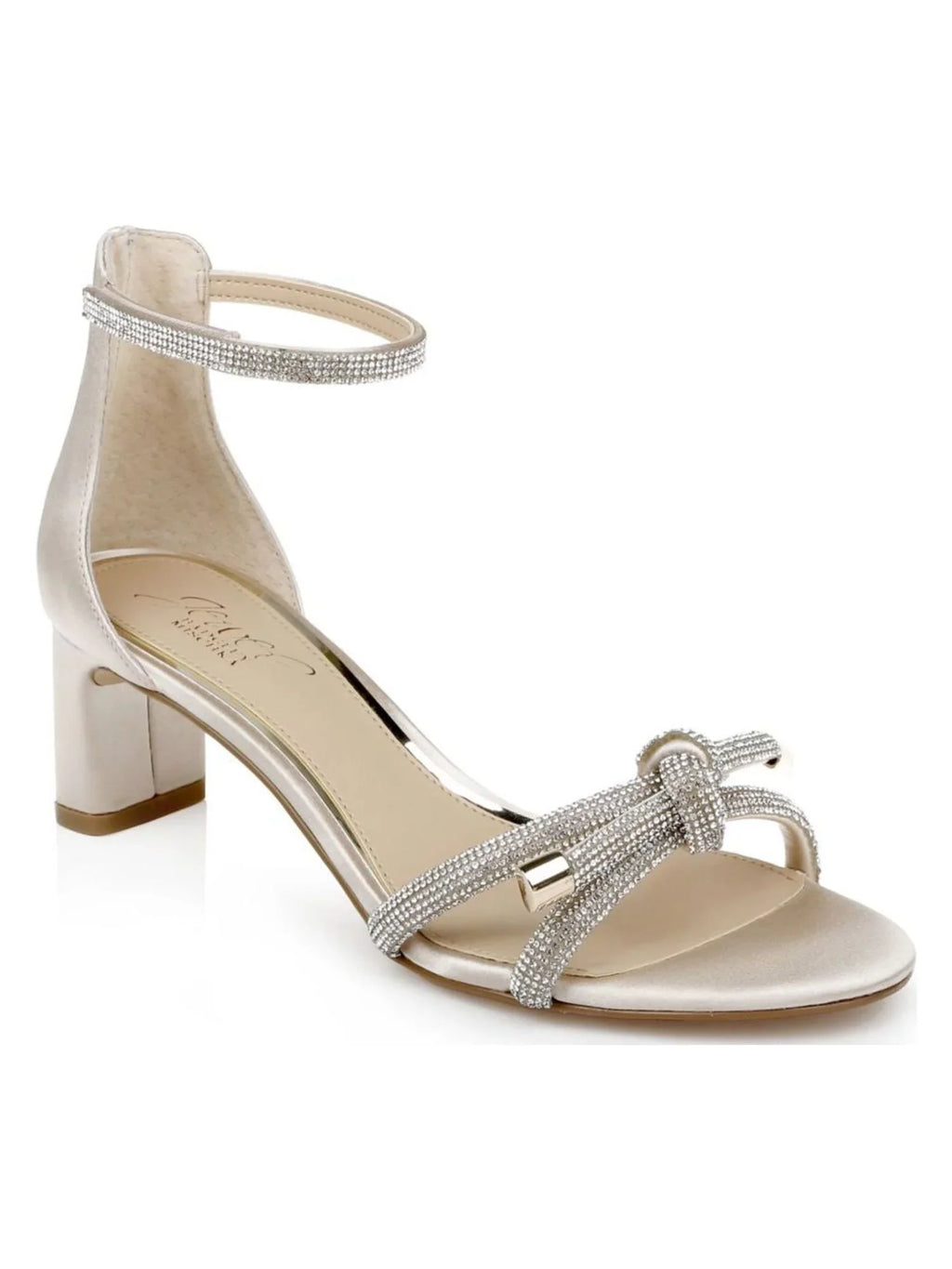 BADGLEY M outfit Heel Lena 5.5 Sandal Womens Block Heeled Ankle MISCHKA Strap Rhinestone JEWEL Silver Toe Round