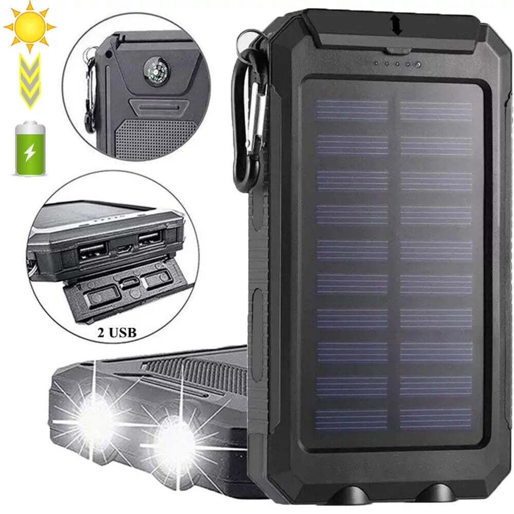 Cell Bank Charger Solar For Black Portable Phone Power 90000000mAh Super