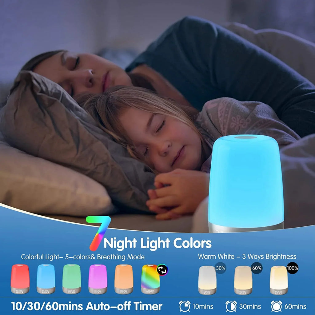 Kid Bedside Simulation Bedroom Lights, Wake Dimmable Timer Snooze Aid, Up Nursery for Light Lamp Sound Sleep Sleepers RGB Light Clock 7 Alarms, Night Heavy Alarm Sun Sunrise 7 Natural Adults,