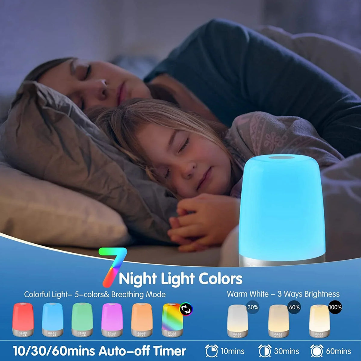 Kid Bedside Simulation Bedroom Lights, Wake Dimmable Timer Snooze Aid, Up Nursery for Light Lamp Sound Sleep Sleepers RGB Light Clock 7 Alarms, Night Heavy Alarm Sun Sunrise 7 Natural Adults,