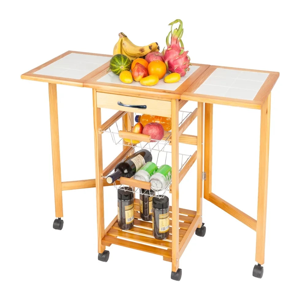 Storage Cart Leaf Trolley Zimtown Island Protable Rolling Drawers Drop Kitchen Basket,Folding with