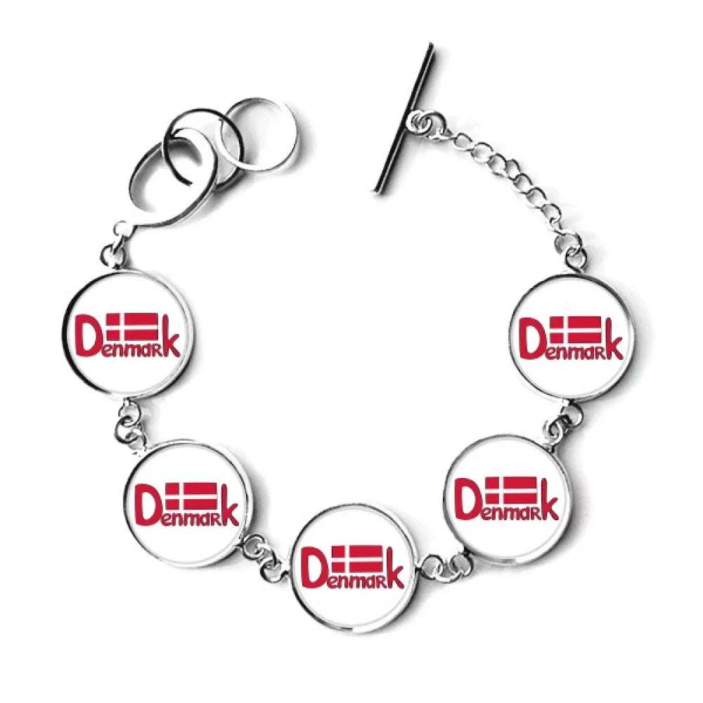 National Charm Chain Demark Pattern Flag Jewelry Red Bracelet Bangle