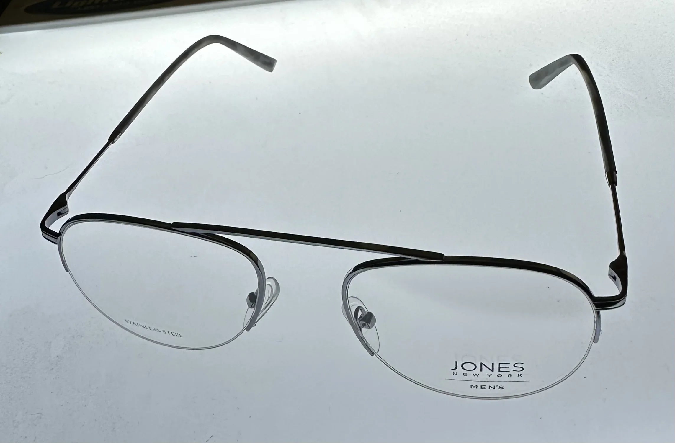 Mens 53mm New Frame. Jones J359. Rimless Aviator York Eyewear Gunmetal Metal