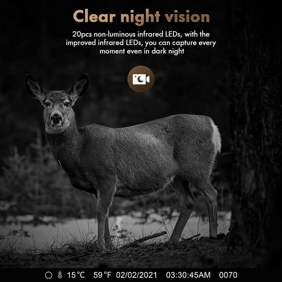 Solar IP66 Game Hunting Camera Rechargeable HD Vision Wildlife Trail 24MP Night