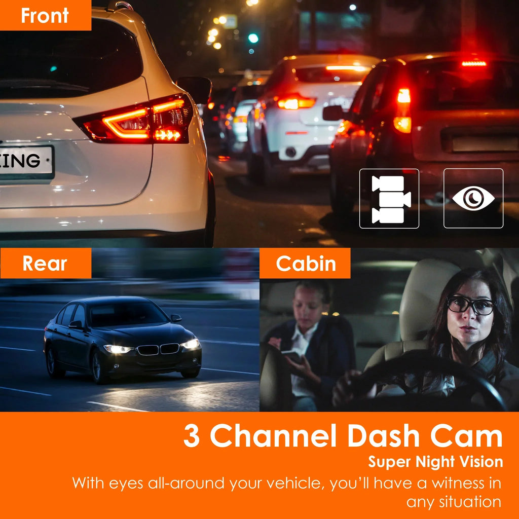 GPS with 1440p+1440p+1440p V33 & Rear 3 Rexing Built-in Dashcam Front, and Channel Camera Cabin Wi-Fi
