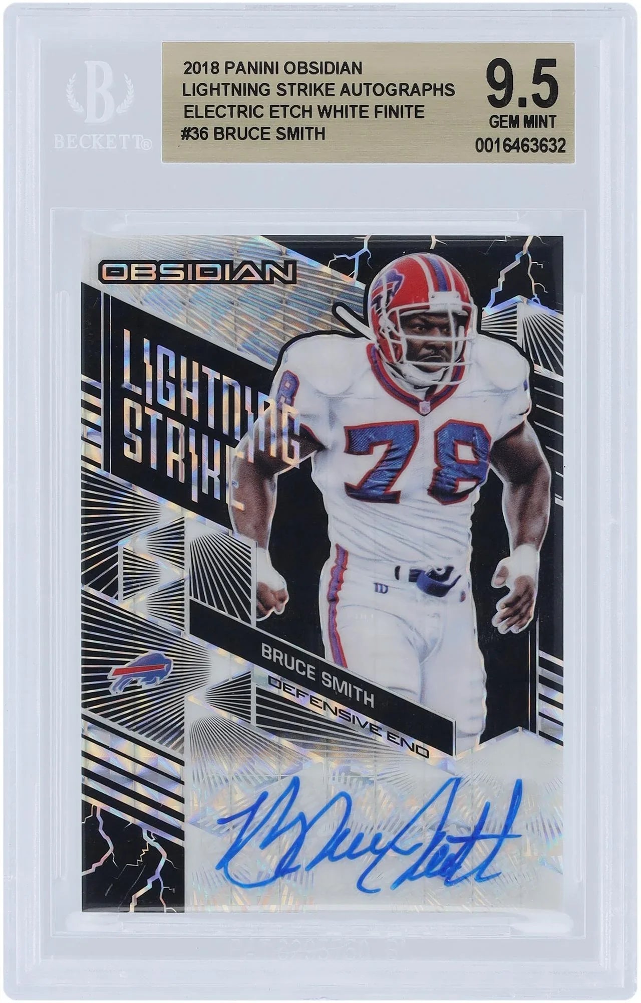 Authentic Bruce - Card Certified #-36 Panini 2018 Autographed Authenticated Finite 9.5 Fanatics Smith #1/1 Obsidian Bills Buffalo White