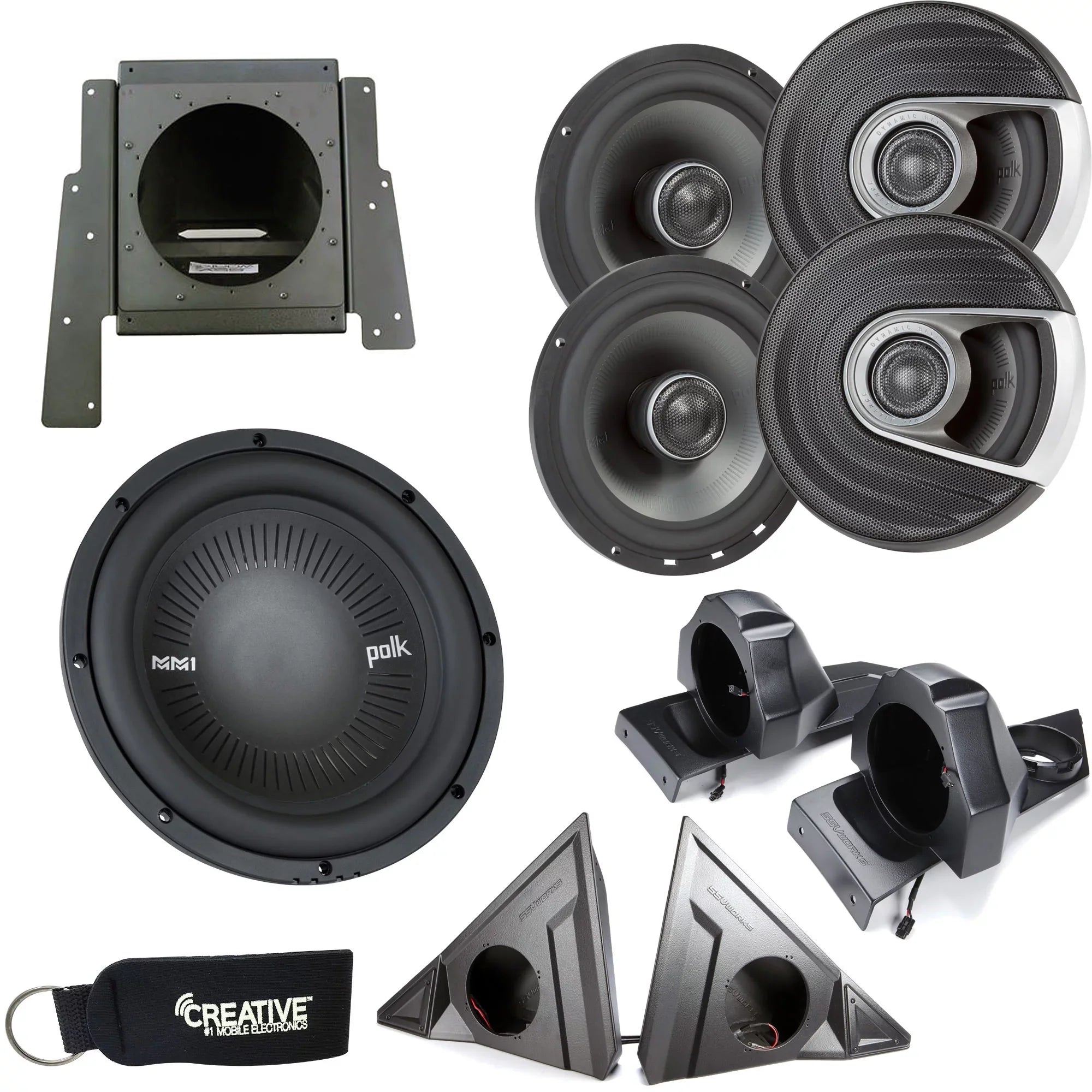 Front Enclosure MM652 Speakers Polaris with with & MM1042SVC Slingshot Polk Speaker Pods Sub & Sub Rear For Works -
