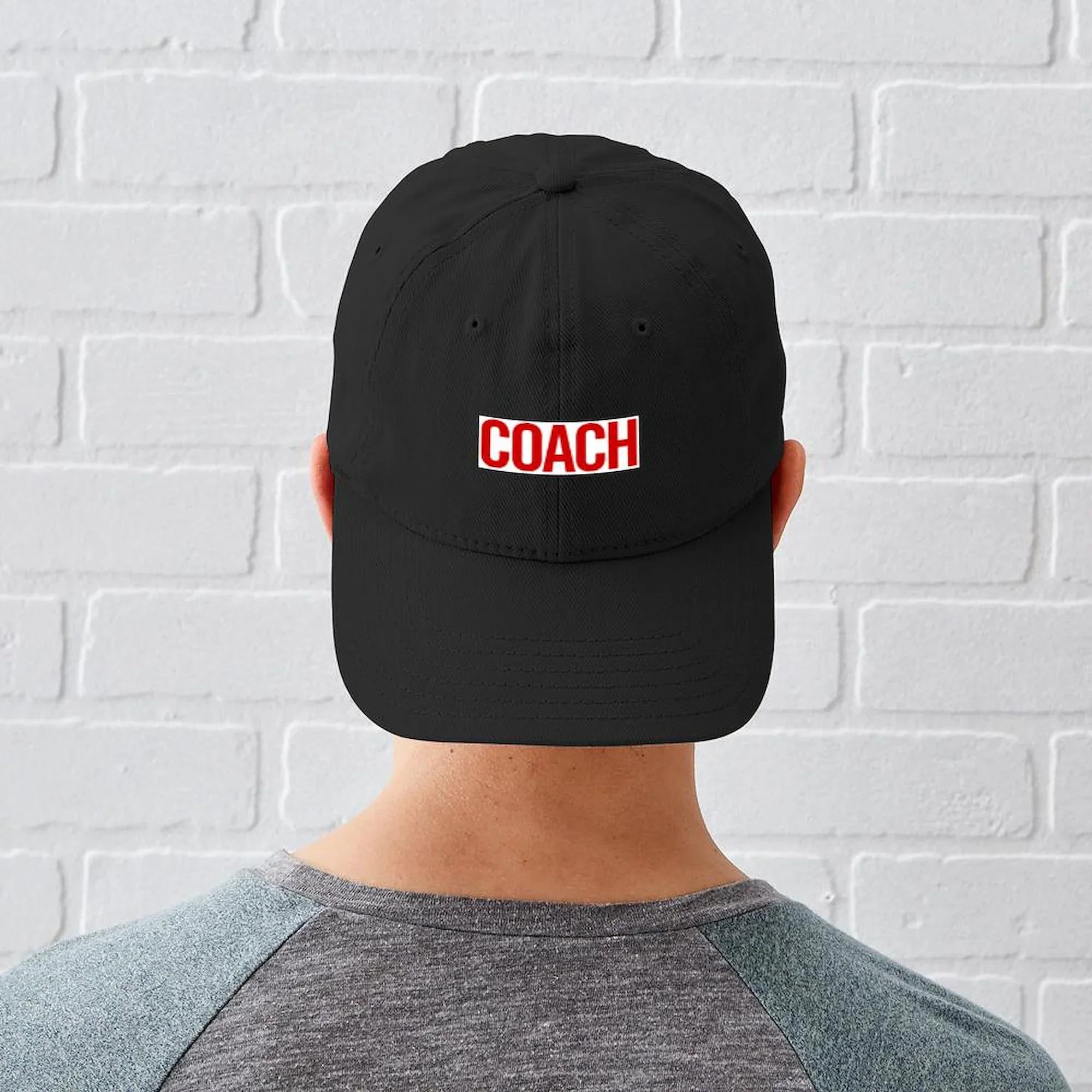 '- Black (Red) Baseball Cap - Printed Cotton Canvas Black Hat CafePress Coach Adjustable