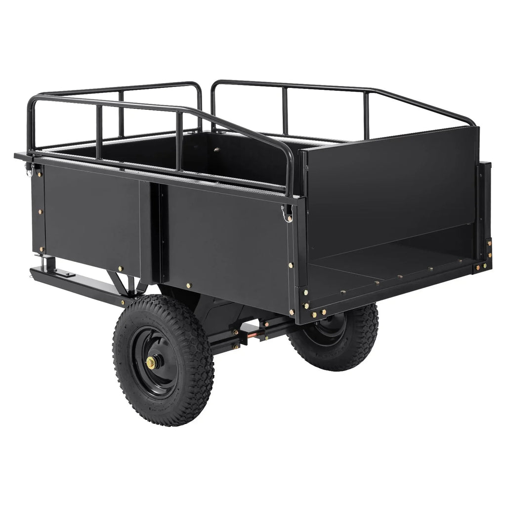 with Feet 15 750lb Steel Garden Capacity, Cart Heavy Trailer for Lawn Mower Tractor Trailer, Dump Utility Cubic Duty Riding