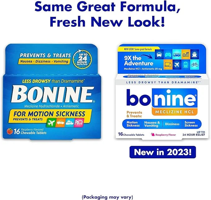 Bonine Raspberry 3) 16 for (Pack of Chewable Motion Tablets Sickness, ea