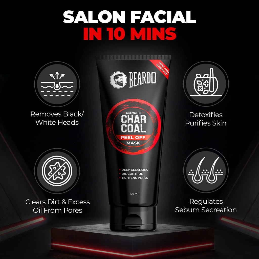 Blackhead & Detox for Activated Suitable & Charcoal | Removal Peel Skin Fights | Beardo Tan | Off Pollution, Mask Men for Mask Dirt | 100ml Sensitive